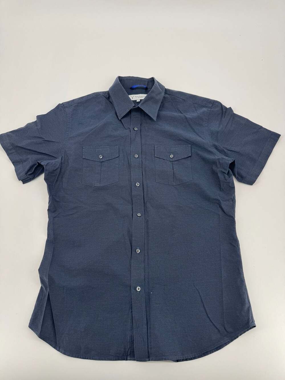 Teddy Stratford New York City Men's Navy Blue Short Sleeve Button-Up Shirt Sz4